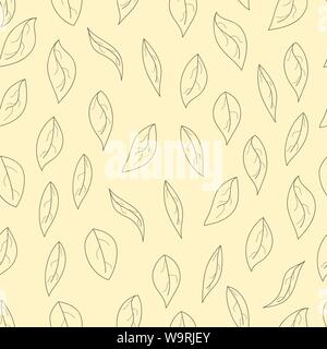 Die Konturen der Blätter nahtlose Muster. Herbst Hintergrund mit fallenden Blätter. Vector Illustration Stock Vektor