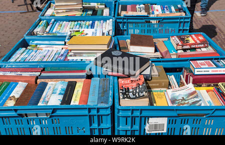 Putten, Holland, 17-Juli-2019: buchen Sie verkaufen auf einen Marktstand mit alten und neuen Büchern in putten Putten ist ein Dorf in der Mitte von Holland Stockfoto