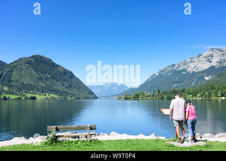 Grundlsee: Grundlsee östlichen Ende an Gößl, Grundlsee über West zu Dorf und Berg Zinken in Ausseerland-Salzkammergut, Steiermark, Steiermark, Stockfoto