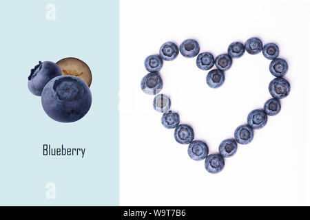 Kreative Gestaltung des Herzens von Blueberry, Berry liebe Konzept Stockfoto