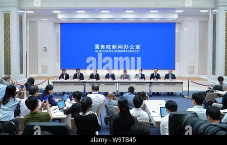 Peking, China. 15 Aug, 2019. Experten Bemerkung über die aktuelle Situation in Hong Kong bei einer Pressekonferenz vom Staatsrat Informationen Büro in Peking, der Hauptstadt von China, 15 August, 2019 statt. Credit: Cai Yang/Xinhua/Alamy leben Nachrichten Stockfoto