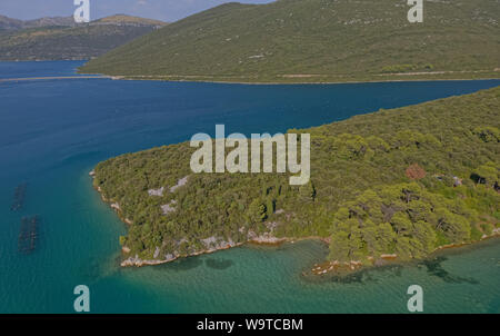 Luftaufnahme von Mali Ston Bay Stockfoto