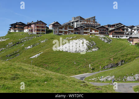 Bergdorf Melchsee-Frutt auf die Schweizer Alpen. Stockfoto