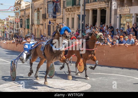 Santa Marija Festa Straße Horse Racing, Victoria, Gozo Stockfoto