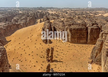 Luftaufnahme der Wüste Landschaft, Dedan, Medina, Saudi-Arabien Stockfoto