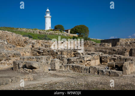 Paphos Archäologische Stätte und Leuchtturm, Kato Pafos, Zypern. 2. April 2019 Stockfoto