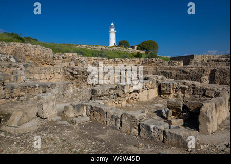 Paphos Archäologische Stätte und Leuchtturm, Kato Pafos, Zypern. 2. April 2019 Stockfoto