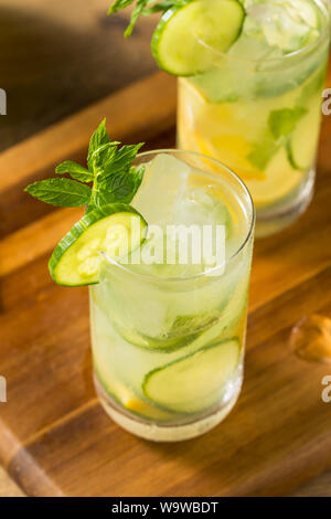 Hausgemachte Gurke Minze Limonade in einem Glas Stockfoto