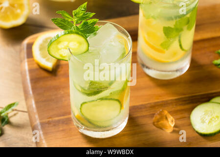 Hausgemachte Gurke Minze Limonade in einem Glas Stockfoto