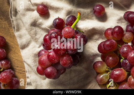 Rohe Rote biologisch angebauten Trauben in einem Cluster Stockfoto