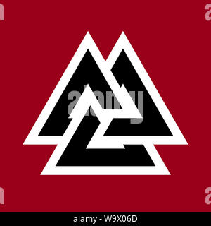 Valknut1 (schwarz und rot) Stockfoto