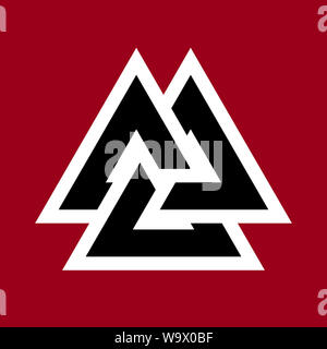 Valknut 3 (schwarz und rot) Stockfoto