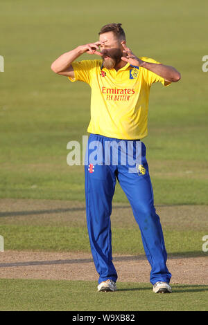 CHESTER LE STREET, AUG 15TH-Durham Nathan Rimmington während der Vitalität T20 Blast Match zwischen Durham und Worcestershire Rapids im Emirates Riverside, Chester Le Street am Donnerstag, 15. August 2019. (Credit: Mark Fletcher | MI Nachrichten) Credit: MI Nachrichten & Sport/Alamy leben Nachrichten Stockfoto