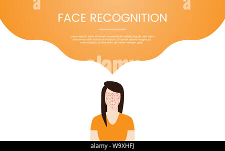Gesichtserkennungstechnologie Konzept Thema für Vorlage Banner oder Landung Infografiken - Vector Illustration Stockfoto