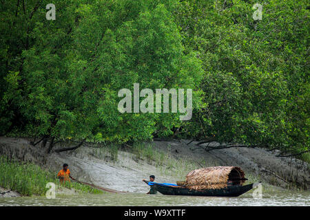 Die Fischer fangen in den Sundarbans, der größte Mangrovenwald der Welt. Bangladesch Stockfoto