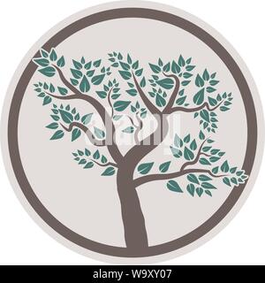 Laub Baum mit Wurzeln Symbol Vektor illustration Stock Vektor