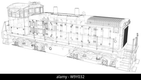 Zug. EPS 10-Format. Vektor erstellt von 3d, Wire-Frame Stock Vektor