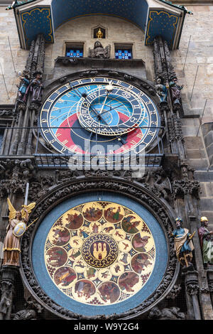 Astronomische Uhr in Prag in der Tschechischen Republik ist das älteste Uhr aus dem Mittelalter Stockfoto