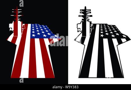 Patriotische amerikanische Flugzeugträger amerikanische Flagge isoliert Vector Illustration Stock Vektor