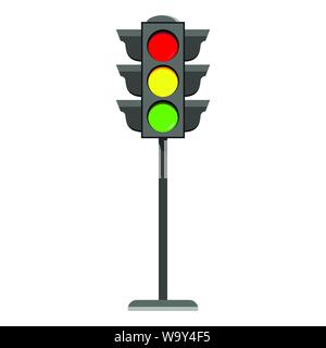 Ständigen Ampel flache Design Symbol typischen horizontalen Verkehrszeichen mit Rot, Gelb und Grün. Stock Vektor