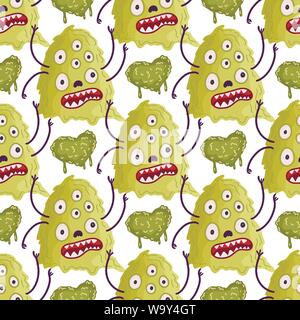 Cute cartoon Vektor nahtlose Muster mit niedlichen Farbe Monster in einem flachen Stil. Stock Vektor