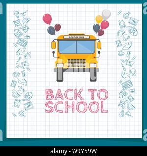 Bannners Vorlagen mit hellen, modernen yellow School Bus Stock Vektor