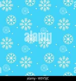 Nahtlose weiß winter Muster mit Schneeflocken auf blauem Hintergrund. Vector Illustration.eps 10. Stock Vektor
