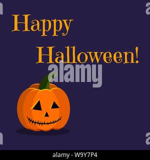 Happy Halloween Grußkarten mit netten Urlaub Charakter orange Kürbis jack Leuchte Stock Vektor