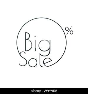 Lineare Big Verkauf Kreis Sticker oder Poster Design Template, Angebot, Vector Illustration isoliert Stock Vektor