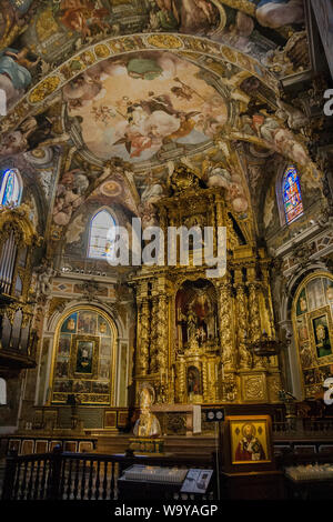 Valencia, Spanien - 24.07.2019: Parroquia und Iglesia de San Nicolas de Bari y San Pedro Martir - die Kirche und die Pfarrei Stockfoto