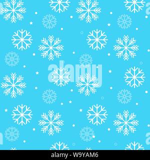 Nahtlose weiß winter Muster mit Schneeflocken auf blauem Hintergrund. Vector Illustration.eps 10. Stock Vektor