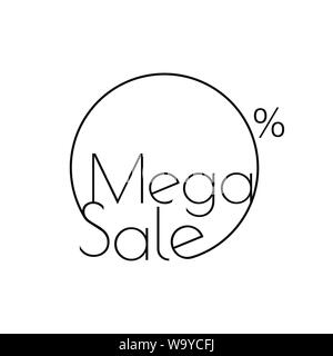 Lineare Mega Verkauf Kreis Sticker oder Poster Design Template, Angebot, Vector Illustration isoliert Stock Vektor