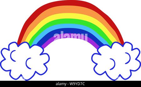Cartoon Rainbow mit Wolken. Farbe Abbildung. Stock Vektor