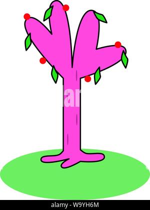 Rosa liebe Baum mit Herzen. Element logo Illustration. Stock Vektor