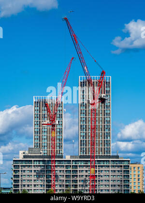 East Village London. Baukonstruktion an der East Village Stratford Wohnentwicklung auf der Website der Olympischen Spiele 2012 Athleten Dorf. Stockfoto