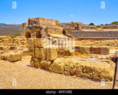 Postcaenium der Römischen Theater von Baelo Claudia archäologische Stätte. Tarifa, Cadiz. Andalusien, Spanien. Stockfoto