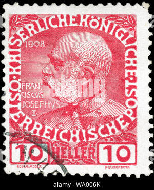 Kaiser Franz Joseph (1830-1916), Briefmarke, Österreich, 1908 Stockfoto