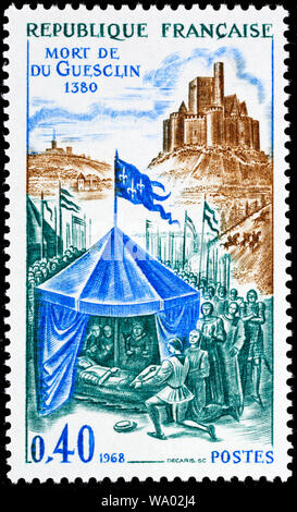 Tod von Bertrand du Guesclin (1320-1380), Briefmarke, Frankreich, 1968 Stockfoto