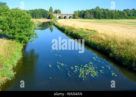 Deutschland, Münsterland, Kreis Coesfeld, Olfen, Dreibogenbrücke Alte Fahrt über die Stever, eine historische Kanalbrücke, sterben im Bereich Olfen ehemal Stockfoto