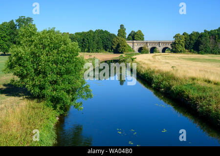 Deutschland, Münsterland, Kreis Coesfeld, Olfen, Dreibogenbrücke Alte Fahrt über die Stever, eine historische Kanalbrücke, sterben im Bereich Olfen ehemal Stockfoto