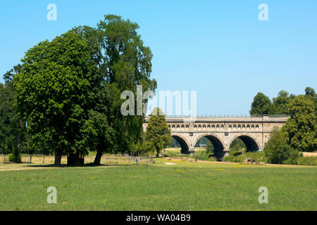 Deutschland, Münsterland, Kreis Coesfeld, Olfen, Dreibogenbrücke Alte Fahrt über die Stever, eine historische Kanalbrücke, sterben im Bereich Olfen ehemal Stockfoto