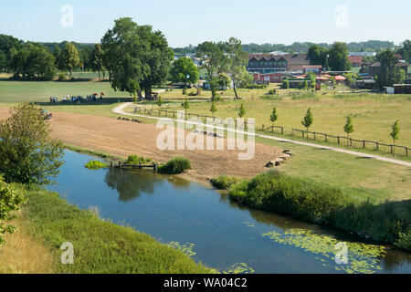 Deutschland, Münsterland, Kreis Coesfeld, Olfen, Blick über sterben Steveraue von der 'reibogenbrücke' Stockfoto