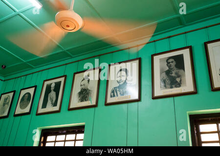 Grüner Salon Diraja Istana Batu, der ehemaligen Heimat von Sultane, in Kota Bharu, Malaysia. Stockfoto