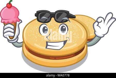 Mit Eis Alfajores mit in der Karikatur Form Stock Vektor