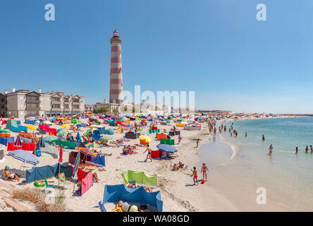 Praia do Paredão, Farol da Barra, Leuchtturm und Strand, Aveiro, Portugal Portugal, 30062776 *** Local Caption *** Stockfoto