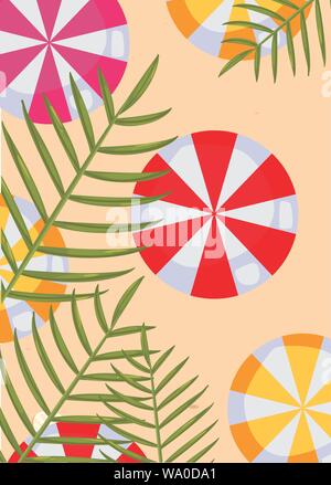 Sonnenschirme Laub Sommer Ferien Zeit design Vector Illustration Stock Vektor