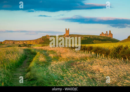 Die Ruinen von Dunstanburgh Castle vom Norden gesehen. Stockfoto