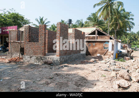 Bau eines Hauses in Midway, Stiftung und gemauerte Wand abgeschlossen Stockfoto