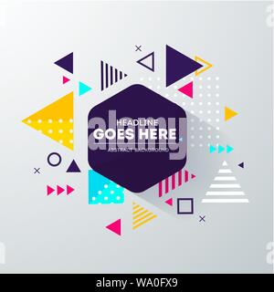 Geometrisch-abstrakte Komposition mit dekorativen Dreiecke. Modern. Memphis. Vector Illustration Stock Vektor