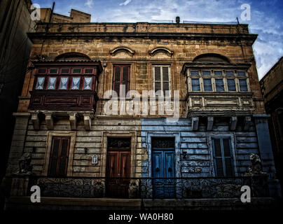 Vintage und Retro Gebäude in Msida, Malta. Stockfoto